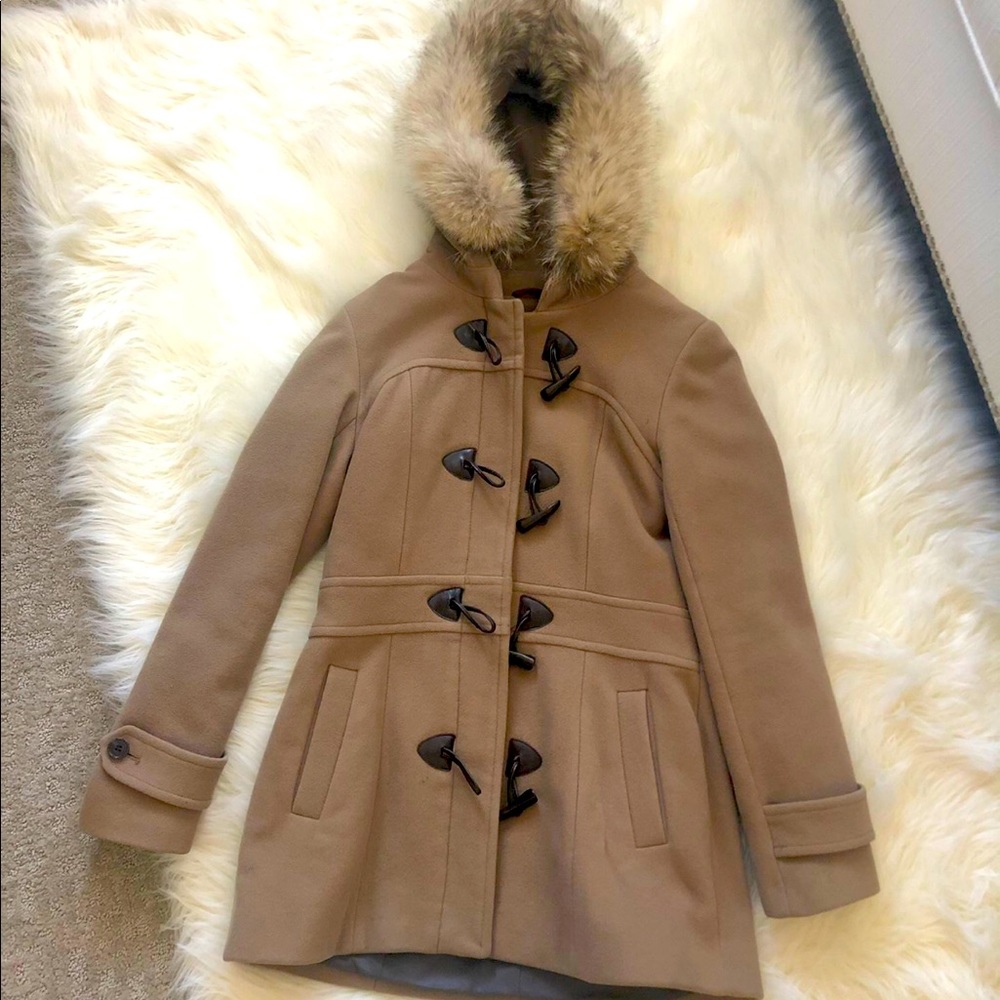 Marc new york wool coat coyote fur US4